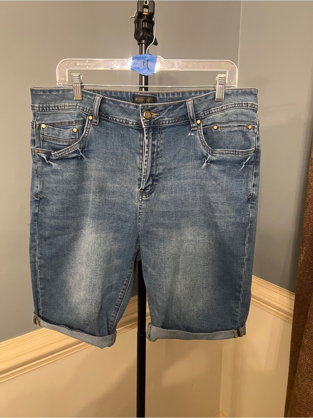 Denim Rolled Cuff Men's Shorts - Blue